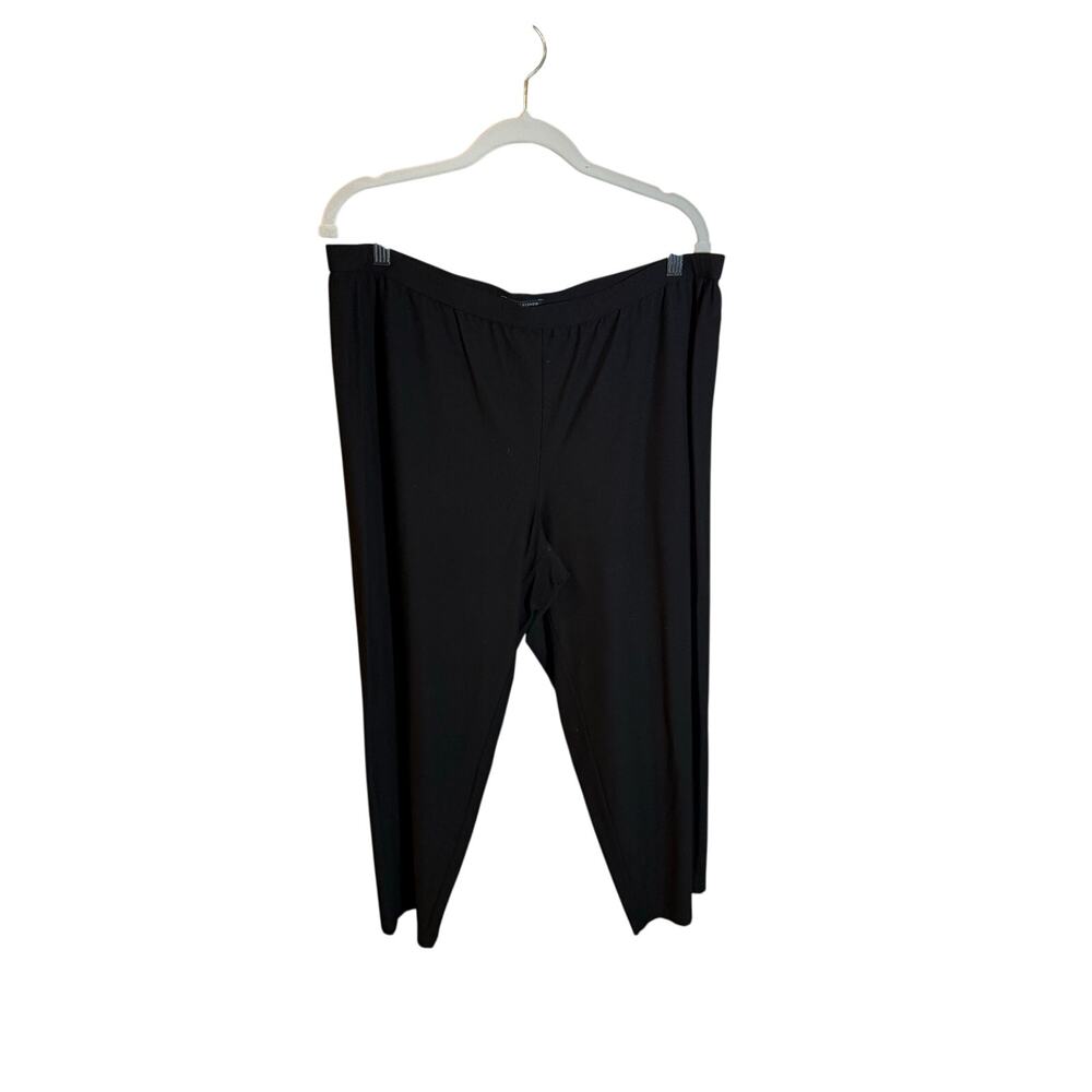 Eileen Fisher Straight Leg Cropped Trousers Women's Large Black Pull On Stretchy